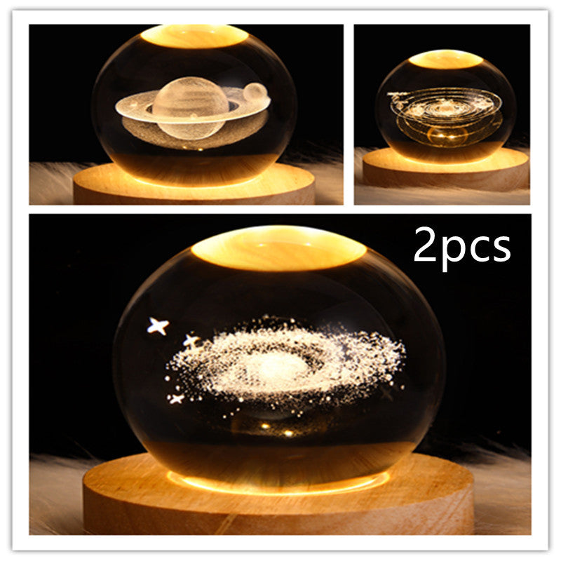 LED Night Light Galaxy Crystal Ball Table Lamp 3D Planet Moon Lamp The Khan Shop