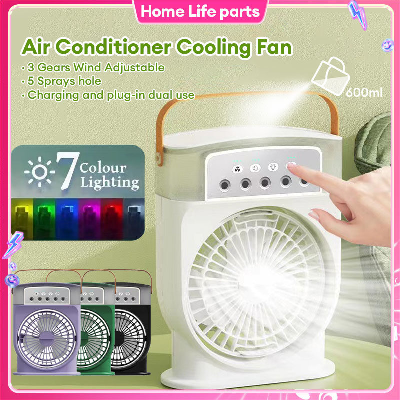 Portable USB Air Conditioner Cooling Fan With 5 Sprays 7 Color Light The Khan Shop