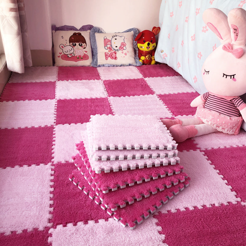 Large Area Room Cube Floor Mats Beside The Bed  Area Rugs Pinkrose-red-30x30cm-thickened-12pieces The Khan Shop