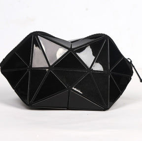 Fashion Geometric Cosmetic Bag For Women Ladies Zipper Bag  Cosmetics Organizer Black The Khan Shop