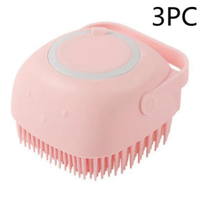 Silicone Dog Bath Massage Gloves Brush  Bathroom Accessories Pink-3PC-square The Khan Shop