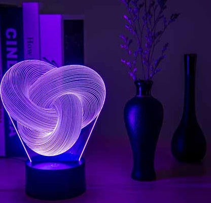 Twist Abstract LED 3D Night Light Touch Colorful Acrylic 3D Table Lamp The Khan Shop