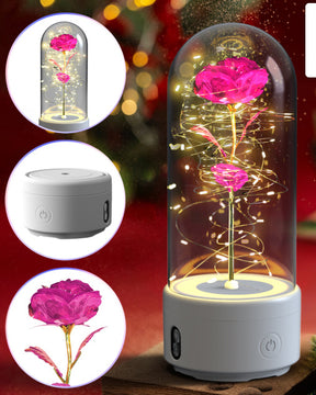 Creative 2 In 1 Rose Flowers LED Light And Bluetooth Speaker Valentine's Day The Khan Shop