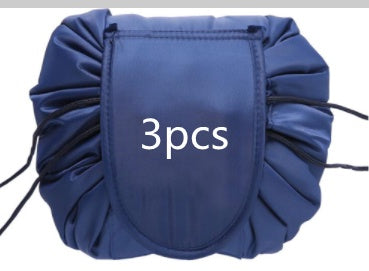 Cosmetic Bag Storage Bag Large Capacity  Portable Storage Navy-Blue3pcs The Khan Shop