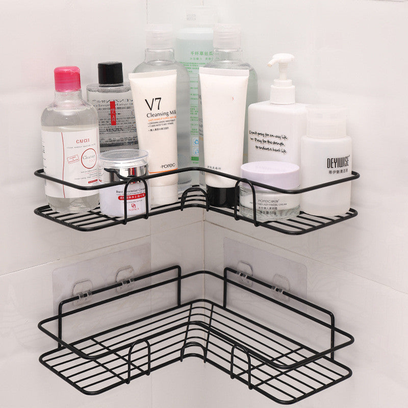 Bathroom Shelf Corner Frame Shower Wrought Iron Kitchen Accessories  Bathroom Accessories Black-2-pieces The Khan Shop