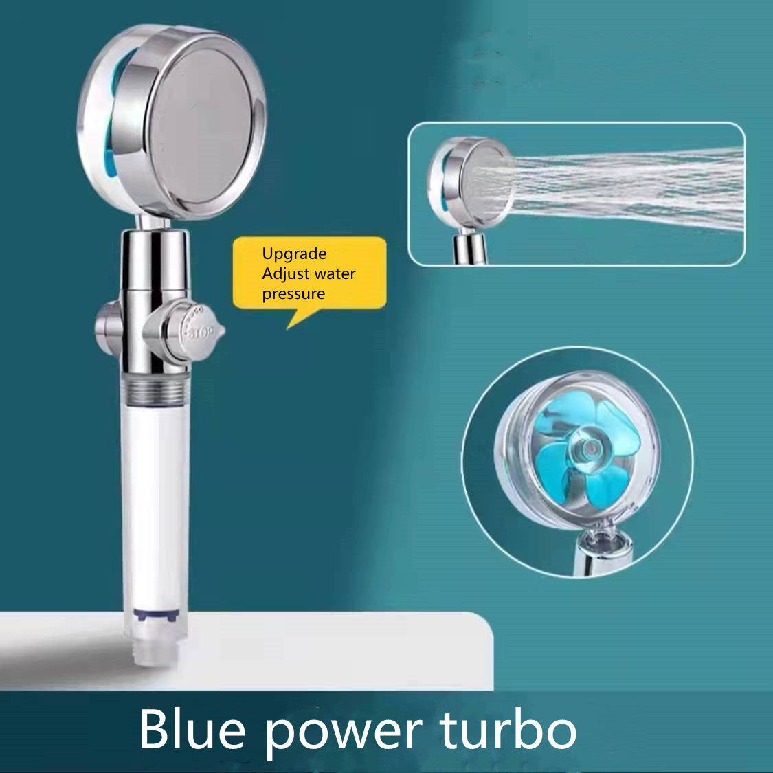 Shower Head Water Saving Flow 360 Degrees Rotating  Bathroom Accessories Adjustable-blue The Khan Shop