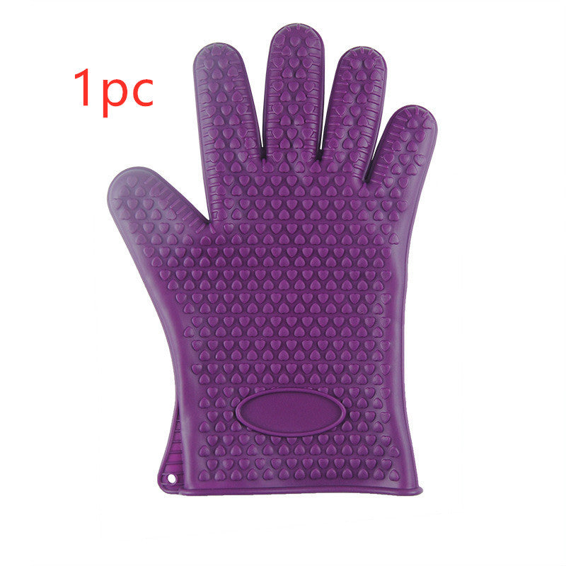 Food Grade Silicone Heat Resistant BBQ Glove  oven Purple-1pc The Khan Shop