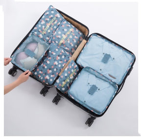 Durable Waterproof Nylon Packing Cube Travel Organizer Bag  Cosmetics Organizer Blue-flower The Khan Shop