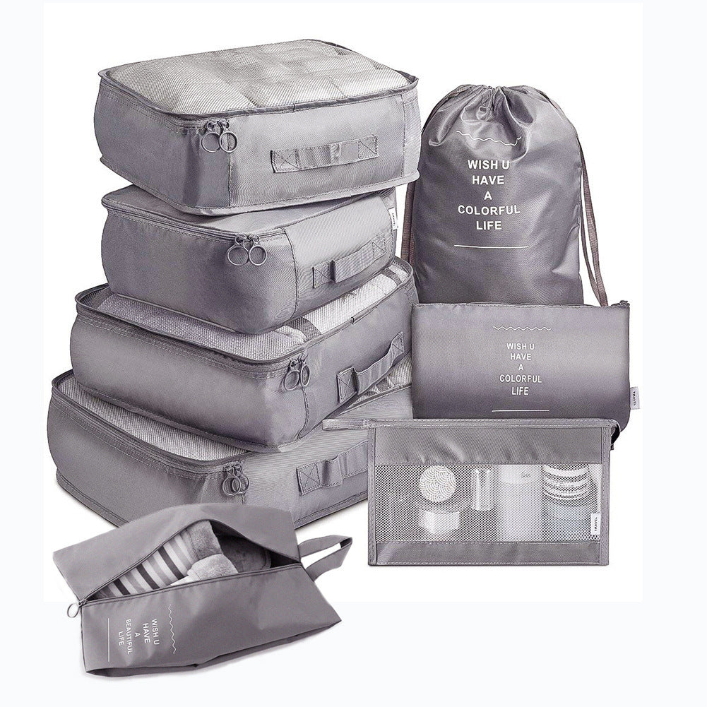 8-piece Set Luggage Divider Bag Travel Storage  Cosmetics Organizer Gray-8-piece-set The Khan Shop