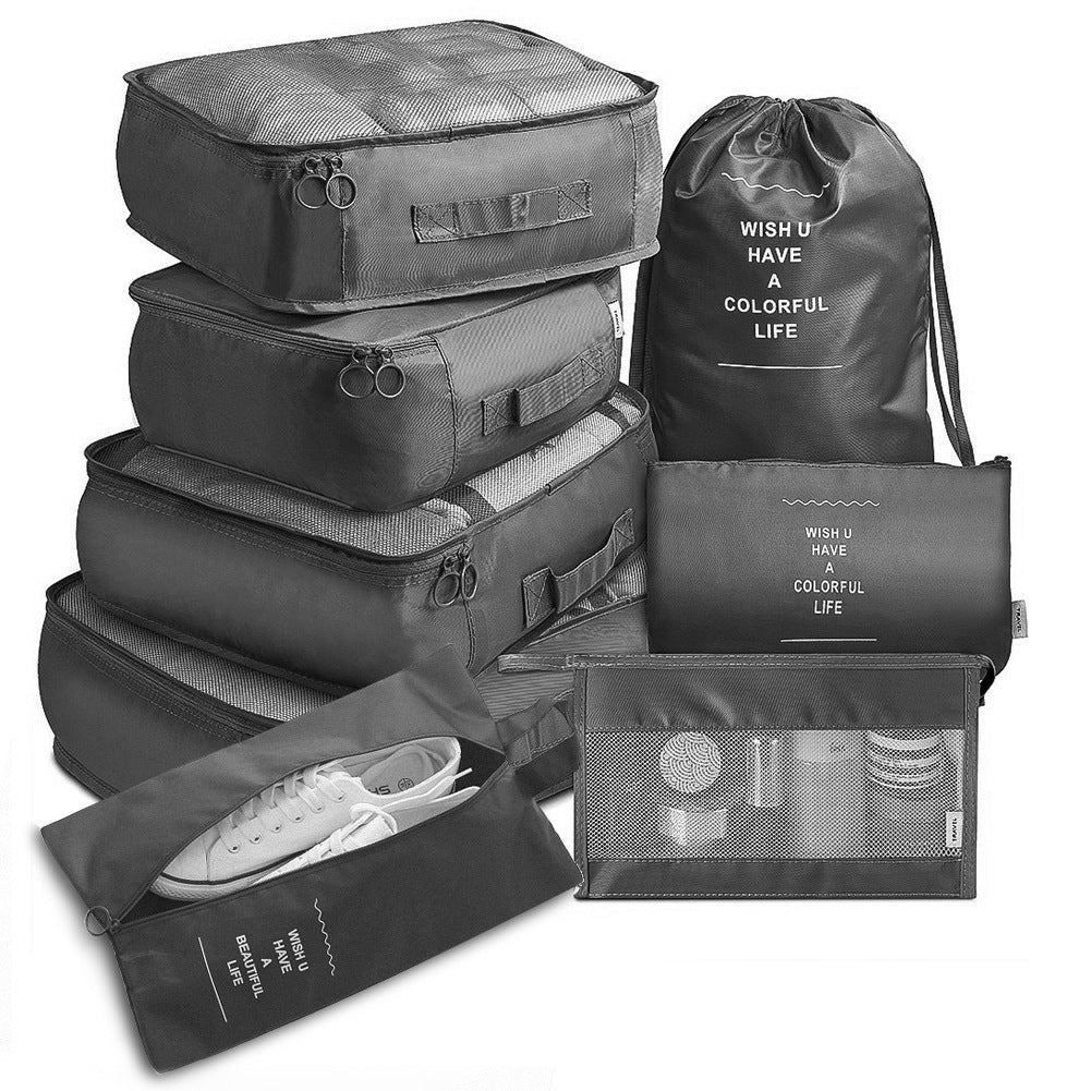 8-piece Set Luggage Divider Bag Travel Storage  Cosmetics Organizer Black-8-piece-set The Khan Shop