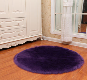 Round Soft Faux Sheepskin Fur Area Rugs  Area Rugs Purple-90cm The Khan Shop