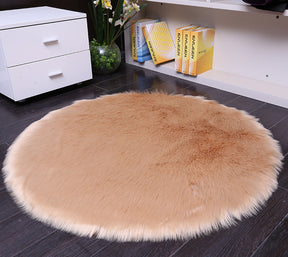 Round Soft Faux Sheepskin Fur Area Rugs  Area Rugs Golden-camel-90cm The Khan Shop