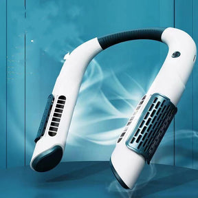 Neck Fan Mini Bladeless Fan USB Rechargeable Fan  Portable Air Conditioner White-green The Khan Shop