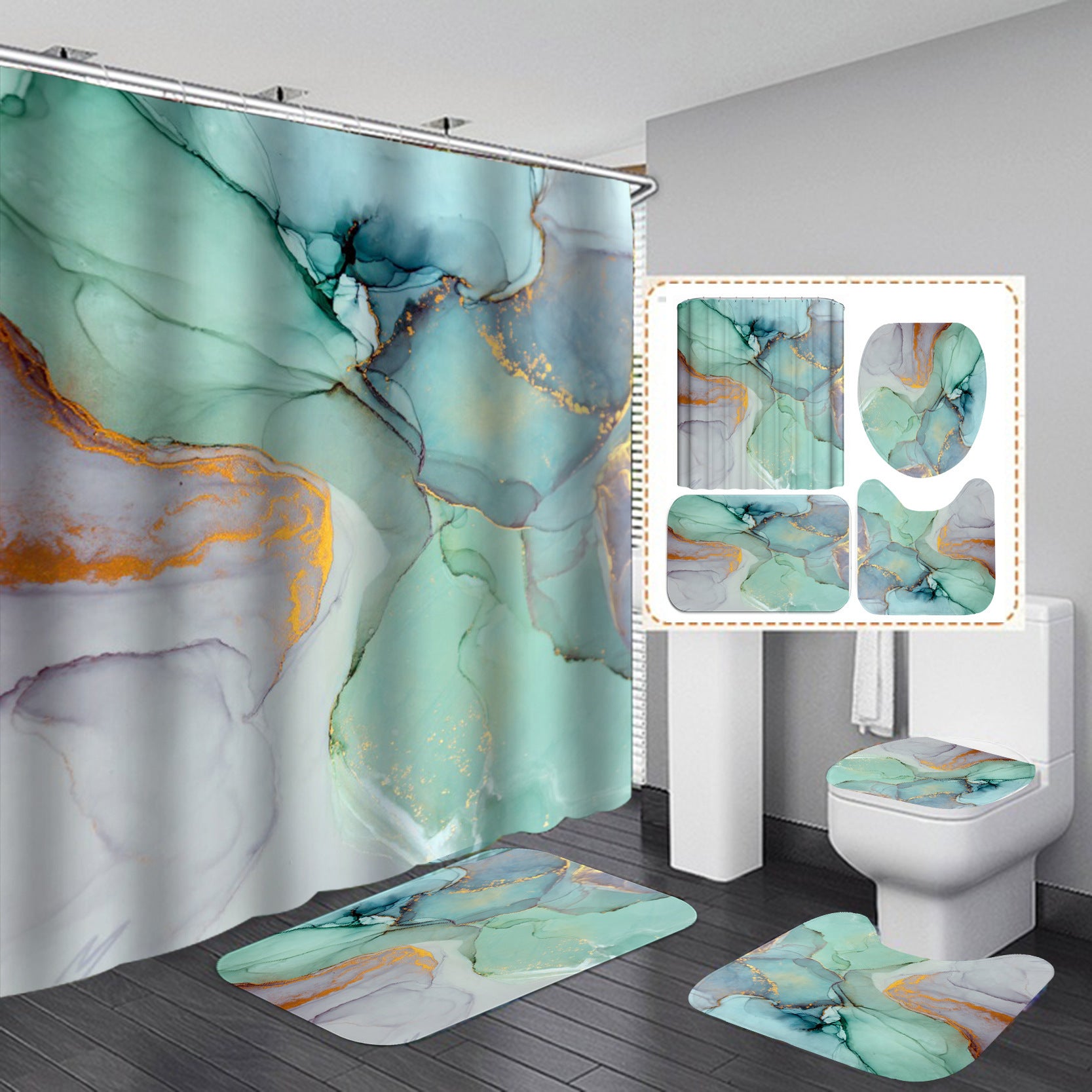 Beautiful Modern Shower Curtains 3D Bathroom Curtain Set The Khan Shop