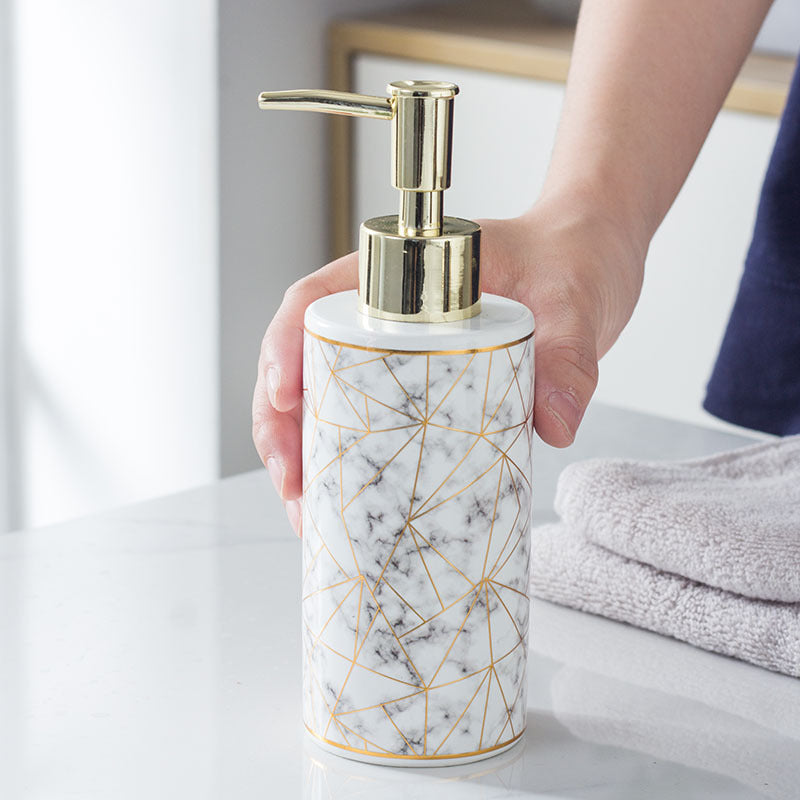 Marble Ceramic Lotion Shampoo  Bottle Bathroom Accessories  Bathroom Accessories White The Khan Shop