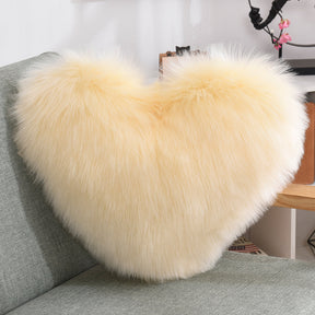 Throw Pillows Heart Shape Long Plush Fluffy Shaggy Cushion  Throw Pillows Light-yellow-Pillow-core-and-pillowcase The Khan Shop