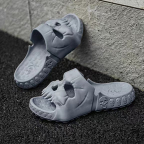 Personalized Skull Design Halloween Slippers Bathroom Indoor Outdoor Funny Slides Beach Shoes  Bathroom Accessories Gray-46to47 The Khan Shop