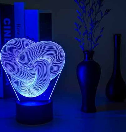 Twist Abstract LED 3D Night Light Touch Colorful Acrylic 3D Table Lamp The Khan Shop