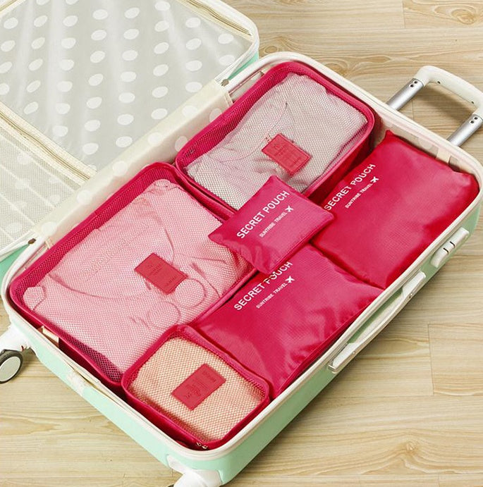 Durable Waterproof Nylon Packing Cube Travel Organizer Bag  Cosmetics Organizer Red The Khan Shop