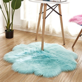 Artificial Woolen Carpet Rug Floral Shape Sheepskin Hairy Carpet The Khan Shop