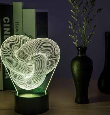 Twist Abstract LED 3D Night Light Touch Colorful Acrylic 3D Table Lamp The Khan Shop