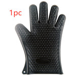 Food Grade Silicone Heat Resistant BBQ Glove  oven Black-1pc The Khan Shop
