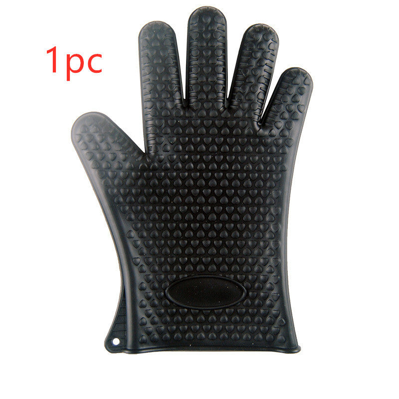 Food Grade Silicone Heat Resistant BBQ Glove  oven Black-1pc The Khan Shop