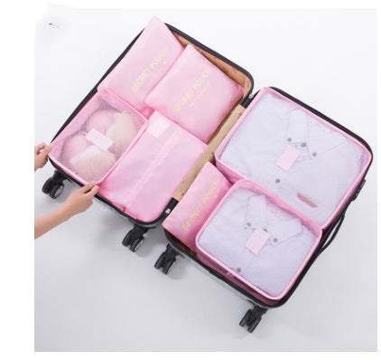 Durable Waterproof Nylon Packing Cube Travel Organizer Bag  Cosmetics Organizer Light-pink The Khan Shop
