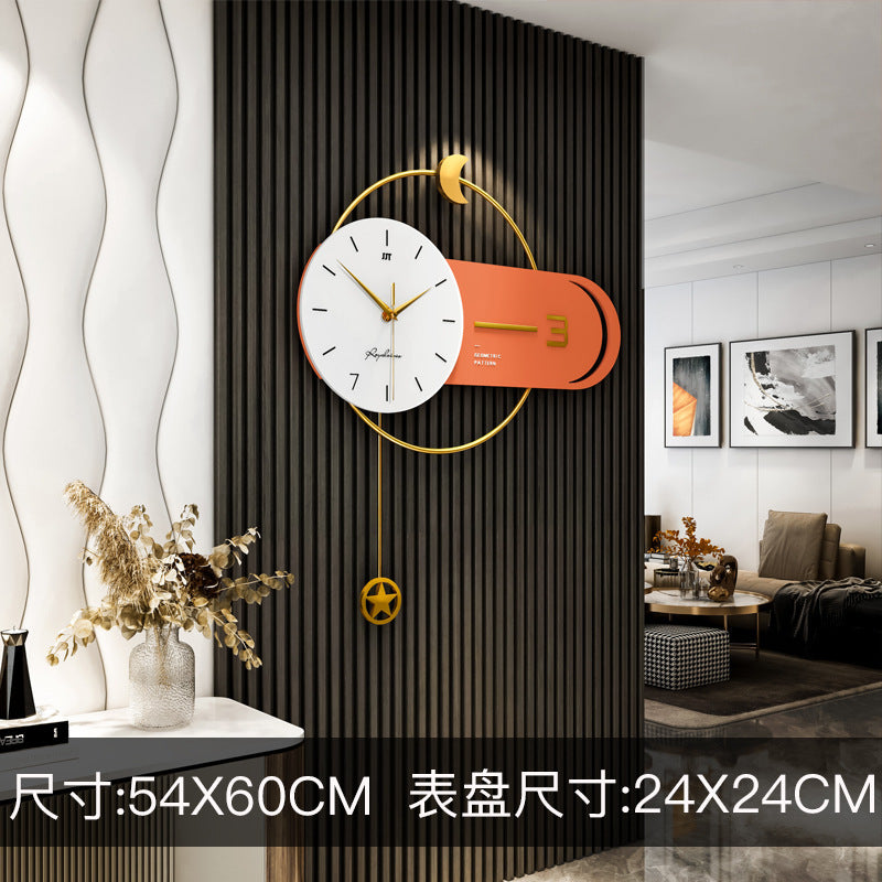 Modern Simple Wall Clock Home Decoration Clock Light Luxury Wall Clock  Wall Decoration JT2127-Orange-54X60CM The Khan Shop