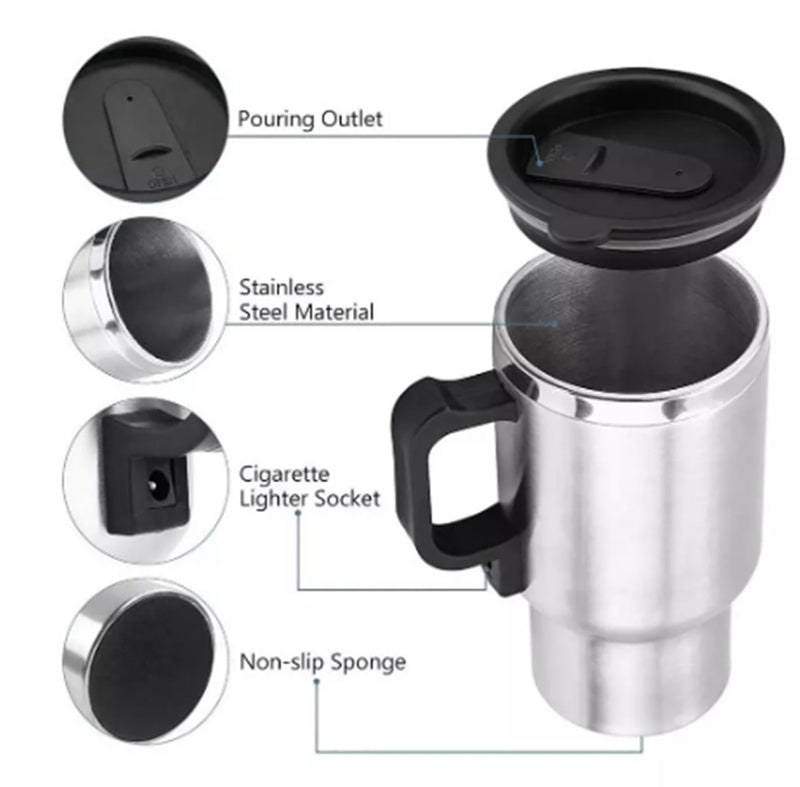 Stainless Steel Vehicle Heating Cup Electric  Electric Kettle  The Khan Shop