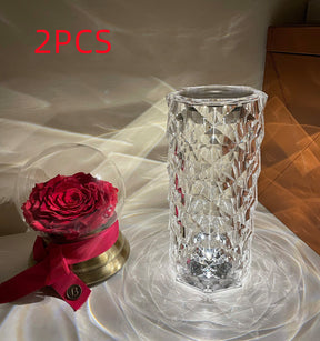 Romantic LED Rose Diamond Table Lamps  Table Lamps Rechargeable-Threecolor-touch-2PCS The Khan Shop