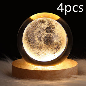 LED Night Light Galaxy Crystal Ball Table Lamp 3D Planet Moon Lamp The Khan Shop