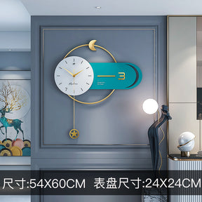 Modern Simple Wall Clock Home Decoration Clock Light Luxury Wall Clock  Wall Decoration JT2127-Blue-54X60CM The Khan Shop