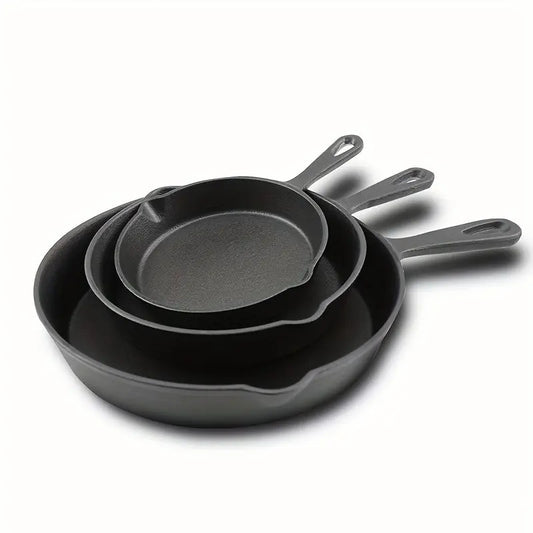 1pc/3pcs Cast Iron Frying Pan -  CookWare KHAN SHOP LLC 