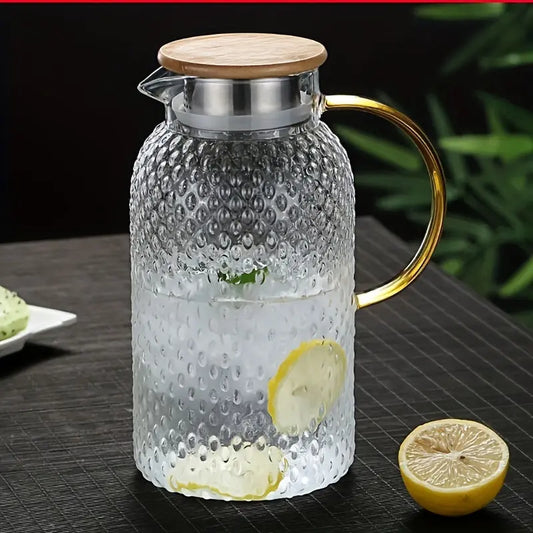 1pc, Durable Glass Pitcher with Lid for Hot and Cold Beverages -  ServeWare KHAN SHOP LLC 