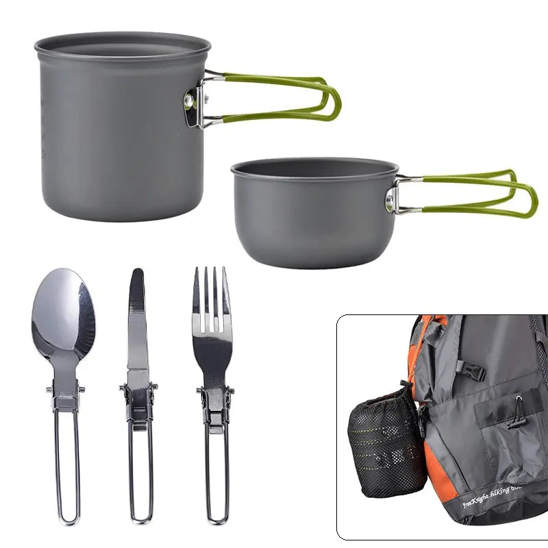 1pc Durable Stainless Steel Camping Cookware Set with Forks -  CookWare KHAN SHOP LLC 