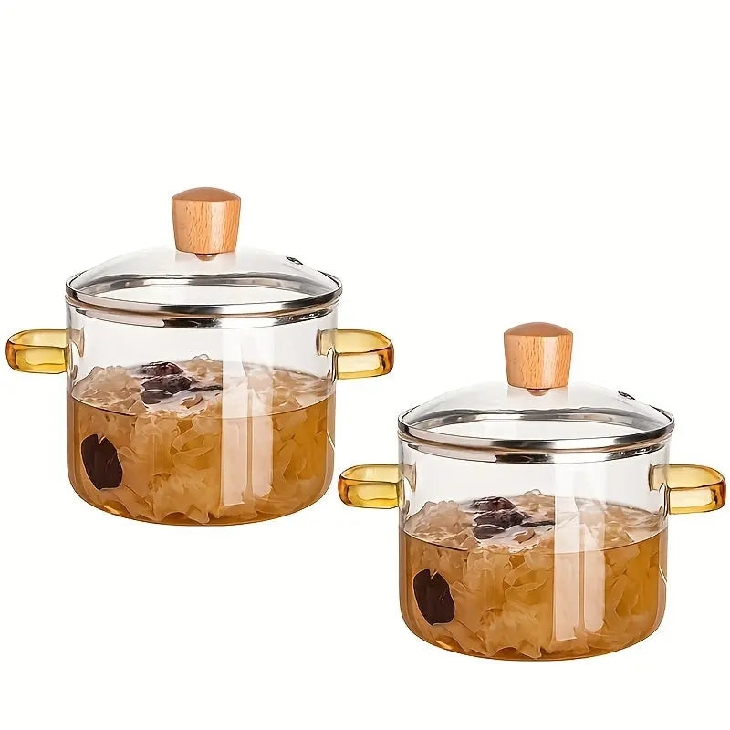 1pc Heat Resistant Borosilicate Glass Stew Pot with Double Ears -  CookWare KHAN SHOP LLC 