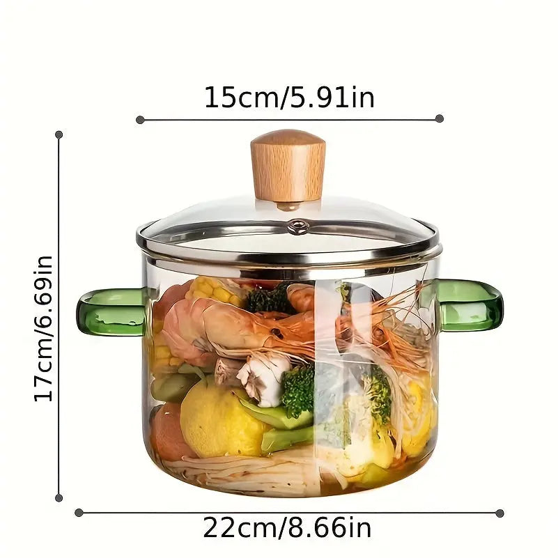 1pc Heat Resistant Borosilicate Glass Stew Pot with Double Ears -  CookWare KHAN SHOP LLC 