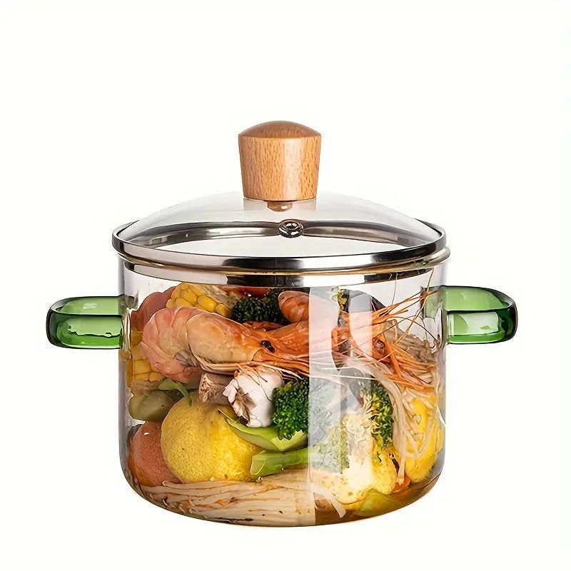 1pc Heat Resistant Borosilicate Glass Stew Pot with Double Ears -  CookWare KHAN SHOP LLC 