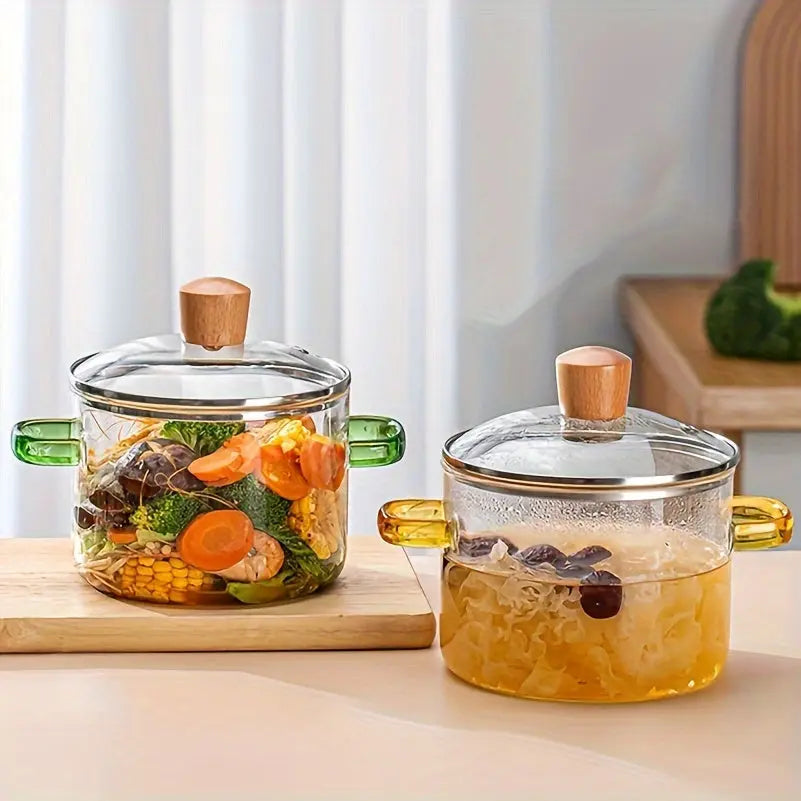 1pc Heat Resistant Borosilicate Glass Stew Pot with Double Ears -  CookWare KHAN SHOP LLC 