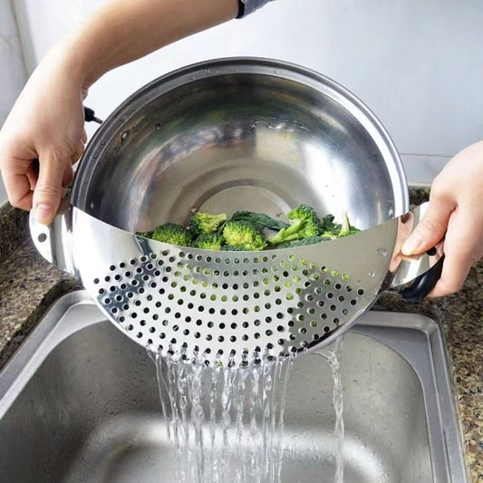 1pc Kitchen Stainless Steel Pot Strainer, Hand Held Pot Drainer, Fruit Washing Filter KHAN SHOP LLC made in cookware