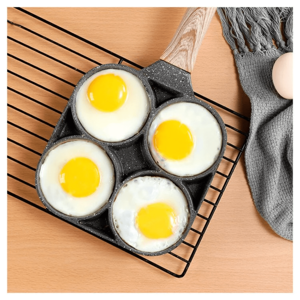 1pc Non-Stick Egg and Hamburger Frying Pan with Wooden Handle for Induction Cooker-Non-Stick Frying Pan KHAN SHOP LLC made in cookware