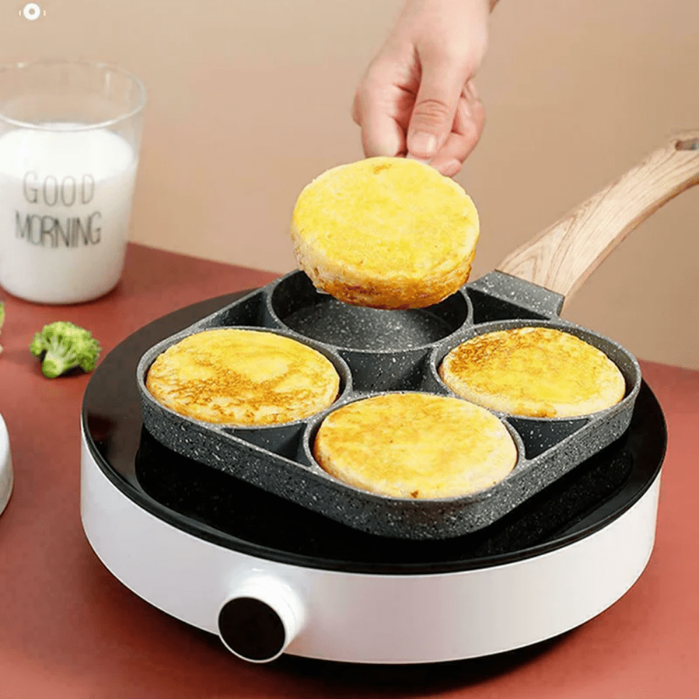 1pc Non-Stick Egg and Hamburger Frying Pan with Wooden Handle for Induction Cooker-Non-Stick Frying Pan KHAN SHOP LLC made in cookware