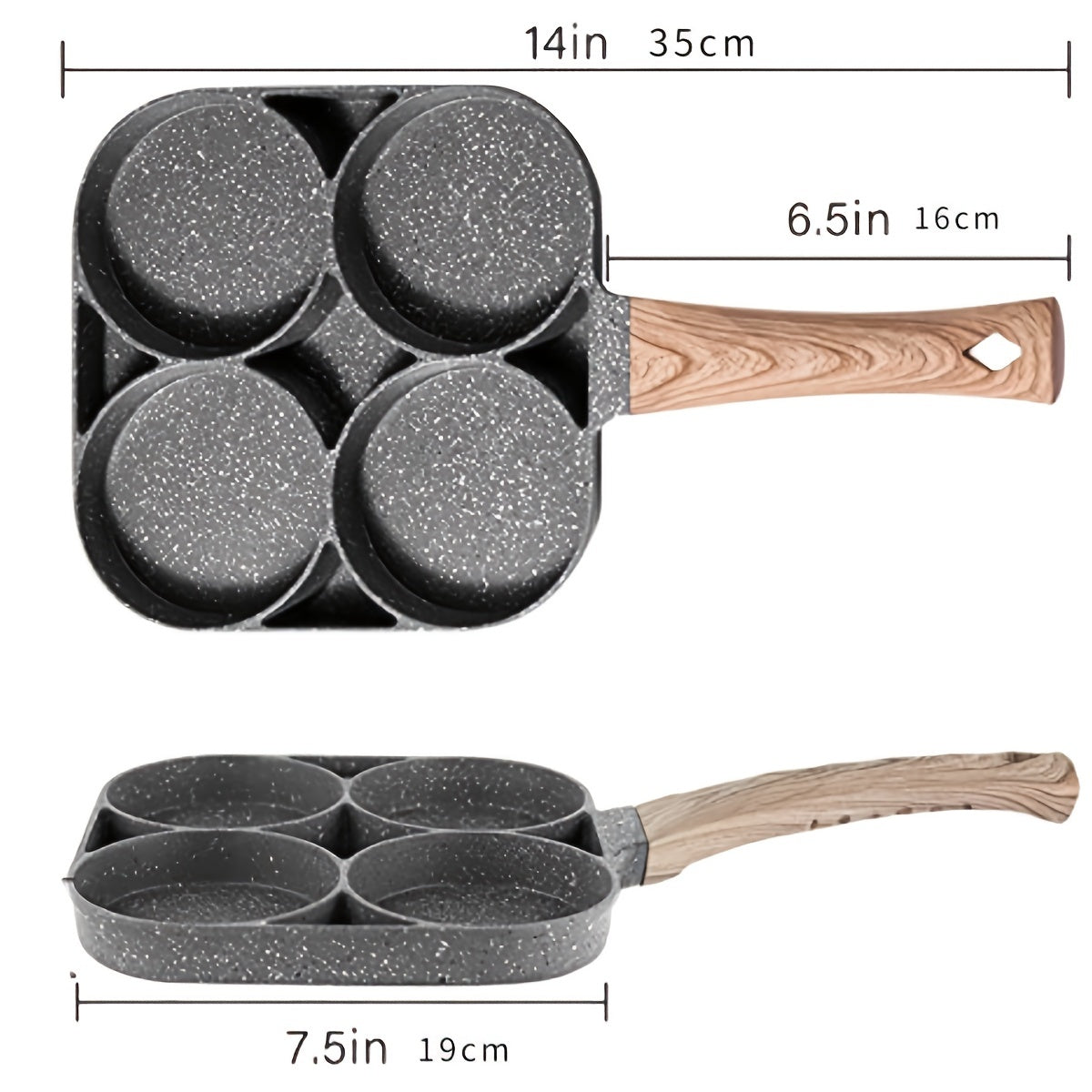 1pc Non-Stick Egg and Hamburger Frying Pan with Wooden Handle for Induction Cooker-Non-Stick Frying Pan KHAN SHOP LLC made in cookware