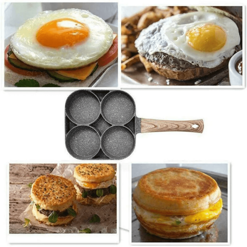 1pc Non-Stick Egg and Hamburger Frying Pan with Wooden Handle for Induction Cooker-Non-Stick Frying Pan KHAN SHOP LLC made in cookware