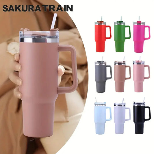 1pc, Sakura Train 40 Oz Tumbler -  DrinkWare KHAN SHOP LLC 