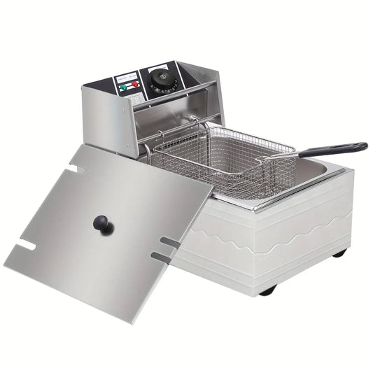 1pc, Stainless Steel Countertop Deep Fryer with Basket -  CookWare KHAN SHOP LLC 