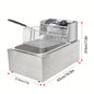 1pc, Stainless Steel Countertop Deep Fryer with Basket -  CookWare KHAN SHOP LLC 6.3QT-1.59gal