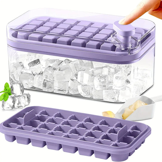 2 pack 64-Grid Ice Cube Tray with Lid and Bin for Freezer -  kitchen tools and gadgets KHAN SHOP LLC 