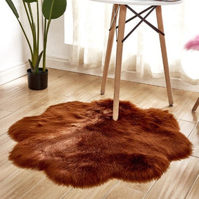 Artificial Woolen Carpet Rug Floral Shape Sheepskin Hairy Carpet The Khan Shop